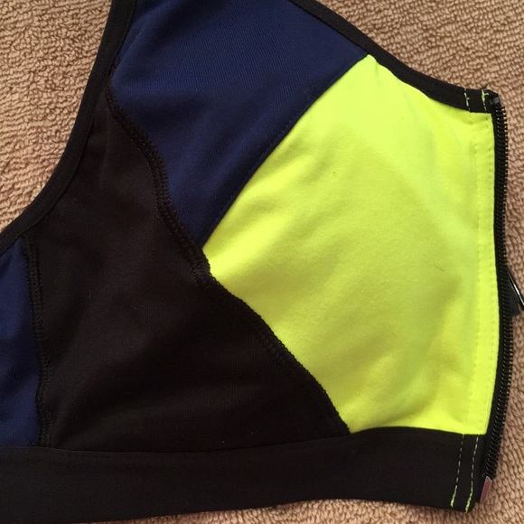 VSX Sport Blue/Yellow Knockout Zip Front Sport Bra - Picture 6 of 7